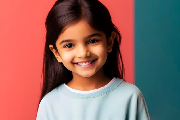 portrait of a smiling indian small girl ai generative