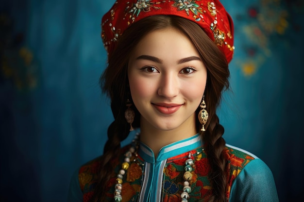 Portrait of smiling Kazakh student girl