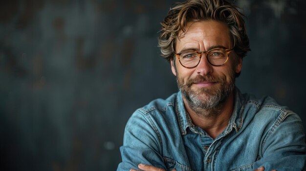 Portrait of a Smiling Man with Glasses