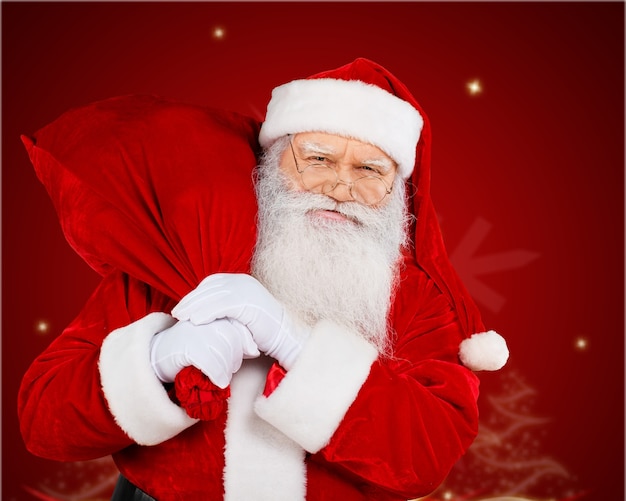 Portrait of smiling santa claus on  background