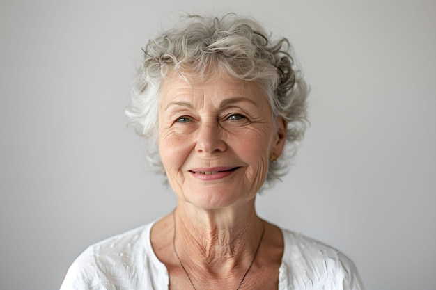 Photo portrait of a smiling senior woman with gray hair