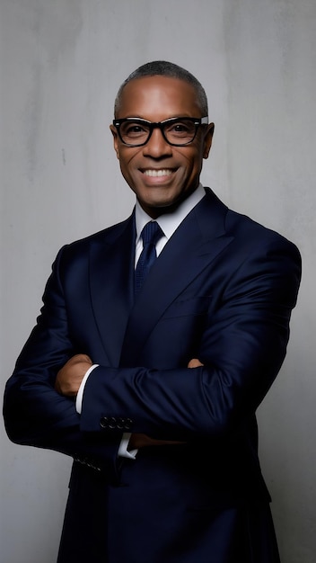 Portrait of a smiling successful man in suit and eyewear