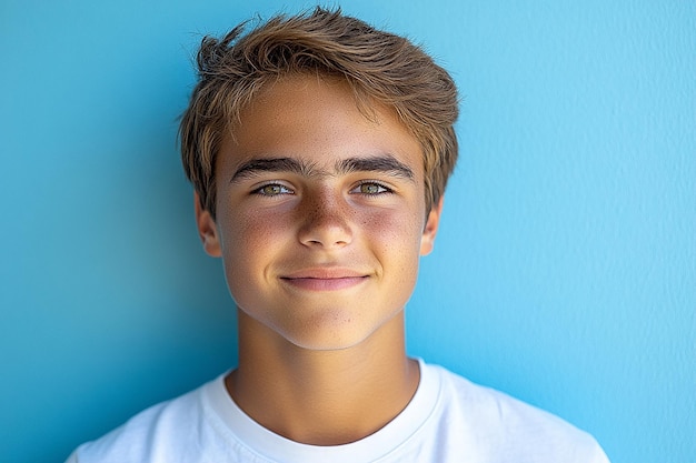 Photo portrait of smiling white cute teenage boy