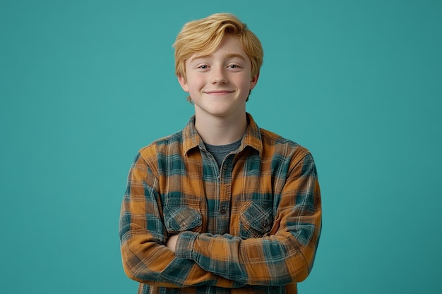 Photo portrait of smiling white cute teenage boy