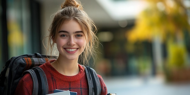 Photo portrait of smiling white young woman teenage