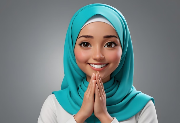 Portrait of a Smiling Woman in a Teal Hijab