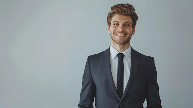 Portrait of a smiling young businessman in a suit