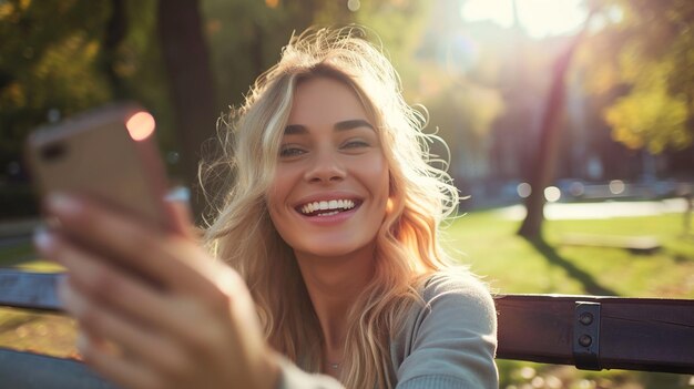 Portrait of a smiling young woman taking a selfie with her mobile phone