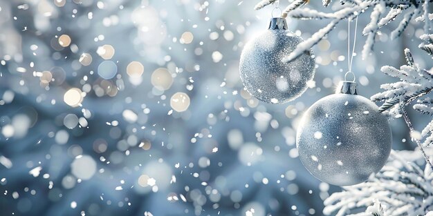 Portrait of Snow Falling on a Tree Branch with Silver Steel