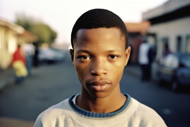 Portrait south african teenage male straight hair