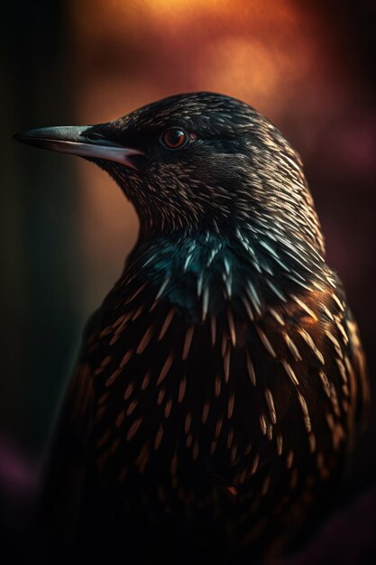 Portrait of Starling Dramatic and Cinematic Lighting Photography Generative AI