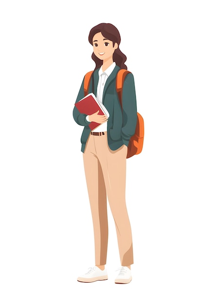 Portrait of a student with backpack and book