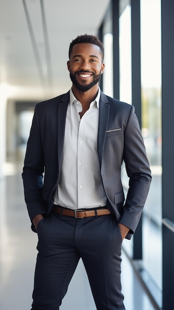 portrait of successful black male manager in office