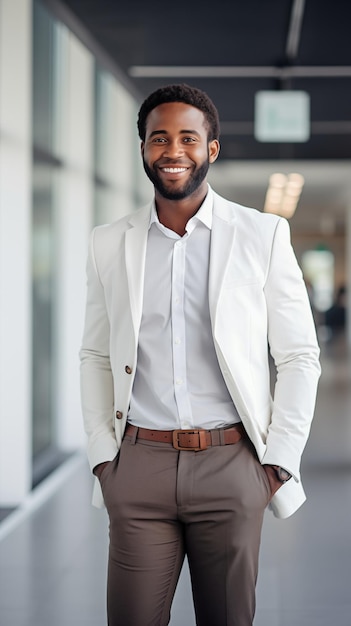 portrait of successful black male manager in office