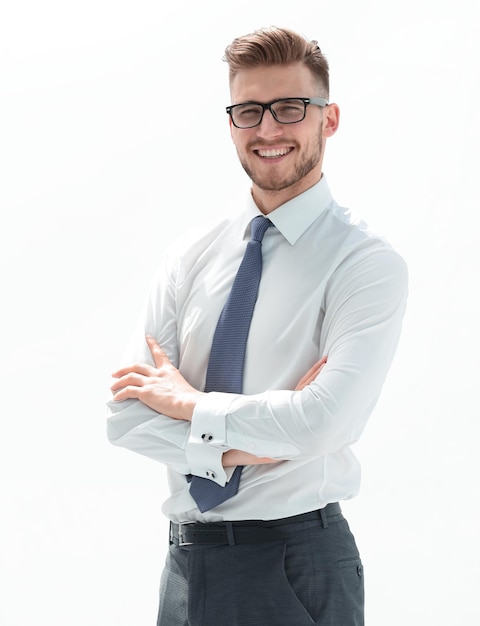 Portrait of a successful business manisolated on white background