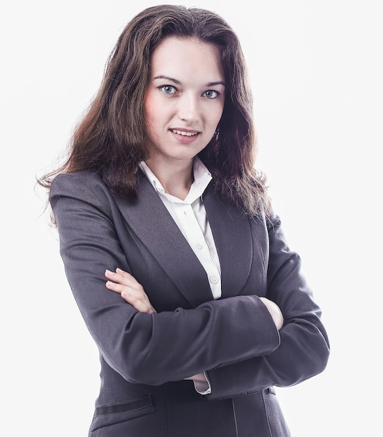 Portrait of successful business woman.isolated on white