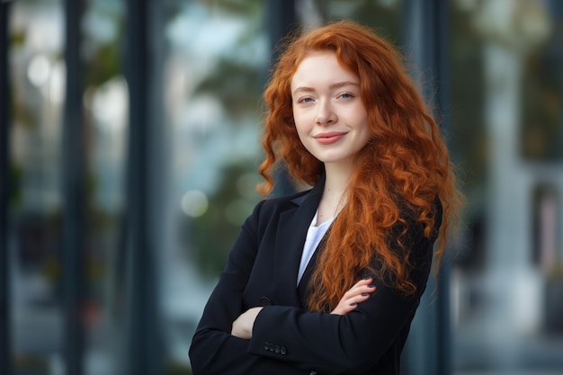 Portrait of successful business woman with her arms crossed