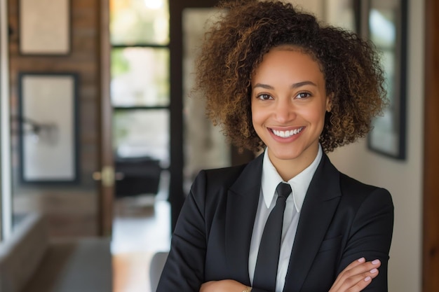 Portrait of successful mixed race business woman with her arms crossed