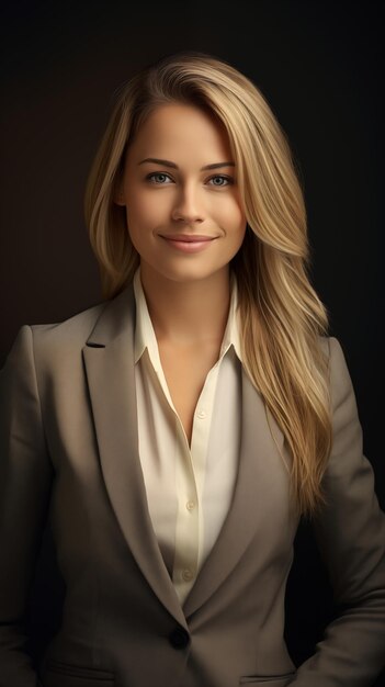 portrait of a successful white blonde business woman in a suit