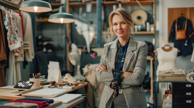 Photo portrait of a successful woman in fashion ecommerce overseeing the fulfillment of orders and customer service from her workshop