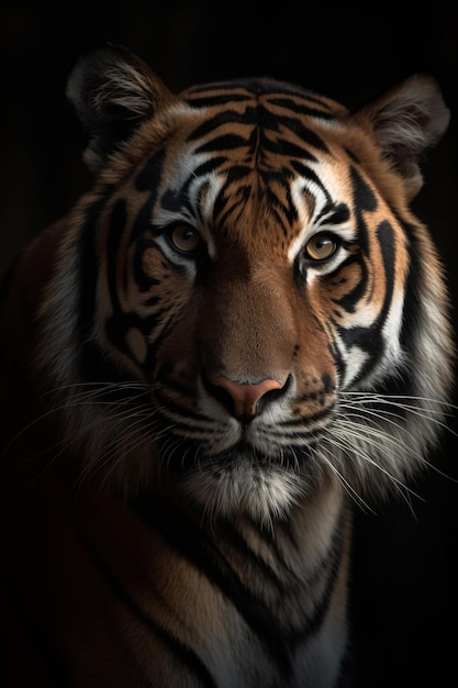 Portrait of Sumatran Tiger Dramatic and Cinematic Lighting Photography Generative AI