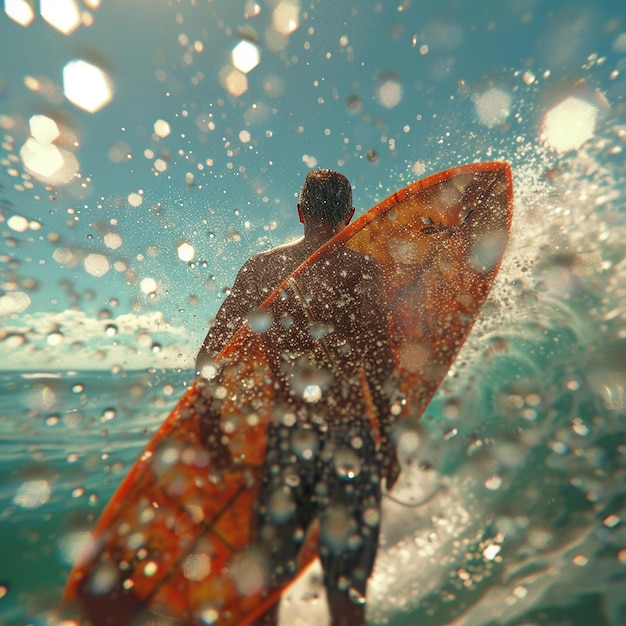 Photo portrait of surfer with longboard