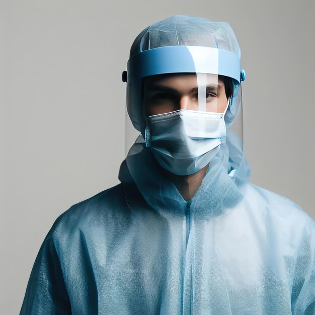 Photo portrait of a surgeon in a hospital on white