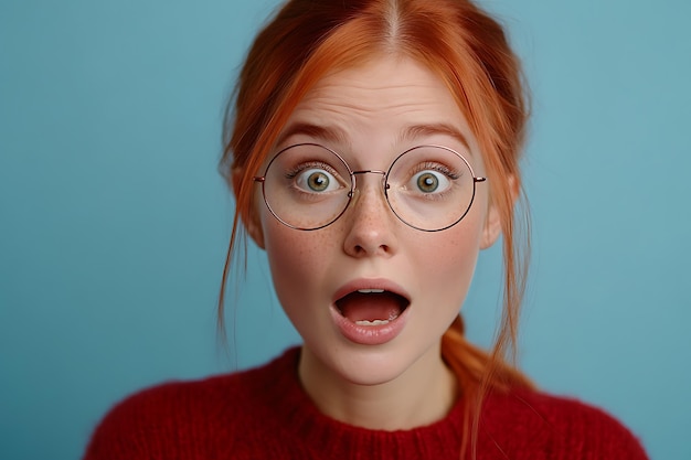 Portrait of surprised attractive girl looking excited and smiling amazed