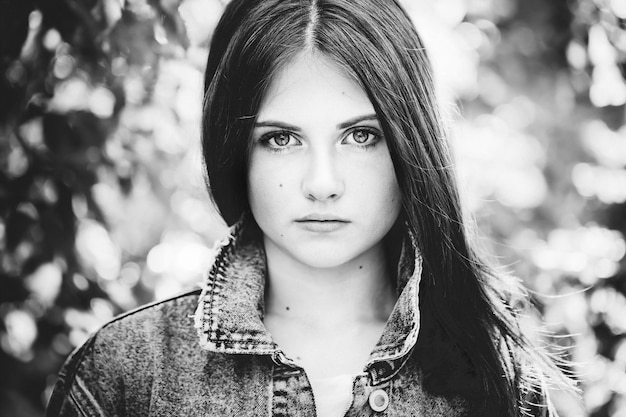 Portrait of a teenage girl with long hair