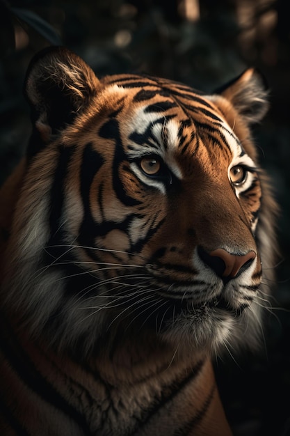 Portrait of Tiger Dramatic and Cinematic Lighting Photography Generative AI