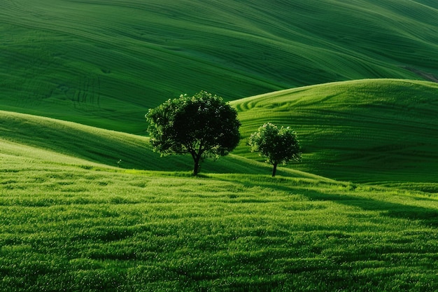 Photo portrait of tree on hill in beautiful tuscany landscape