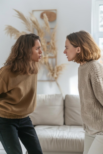 Portrait of two angry lesbian women arguing