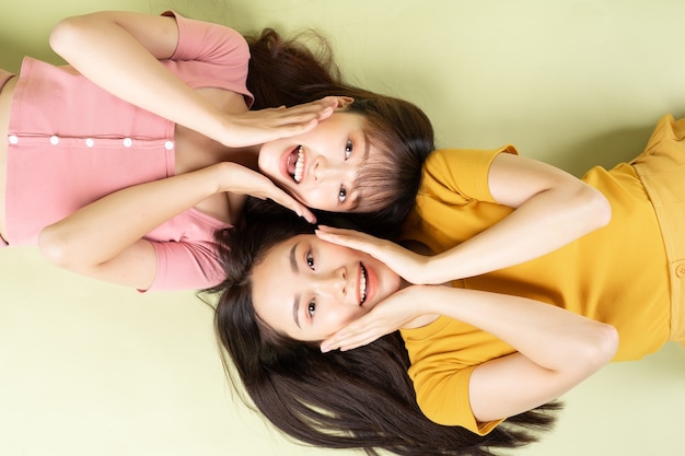 Portrait of two beautiful Asian girls