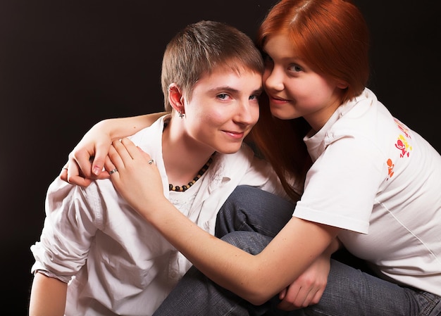 Portrait of two girl friends