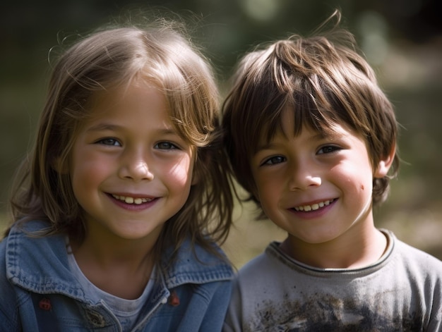 Portrait of two happy children