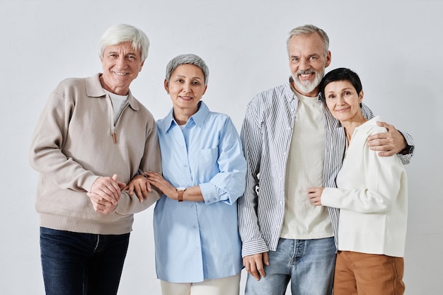 Portrait of two happy senior couples