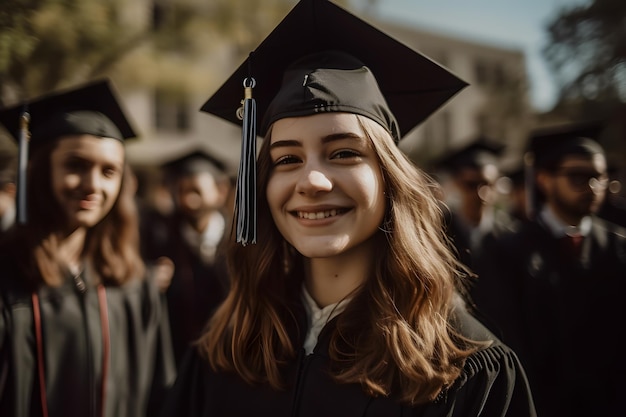 Portrait of a university graduate girl Neural network AI generated