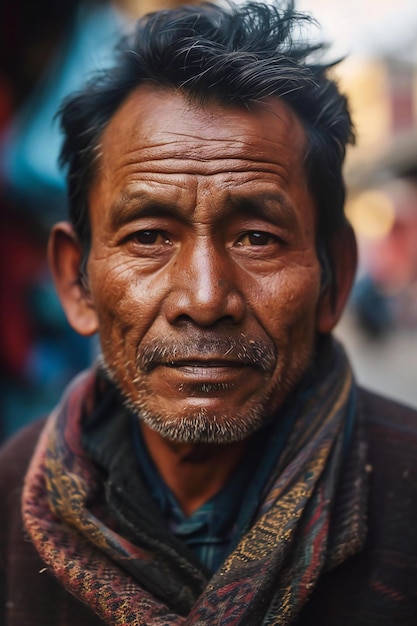 Portrait of unknowns Nepali people at the Pashupatinath temple in the morning