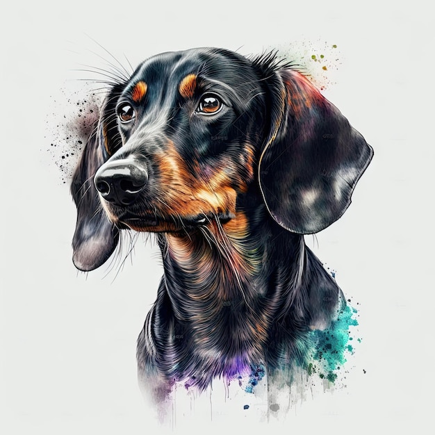 Portrait of very funny Teckel dog magnificent picture colorful art Generative AI AIG15