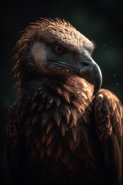 Portrait of Vulture Dramatic and Cinematic Lighting Photography Generative AI