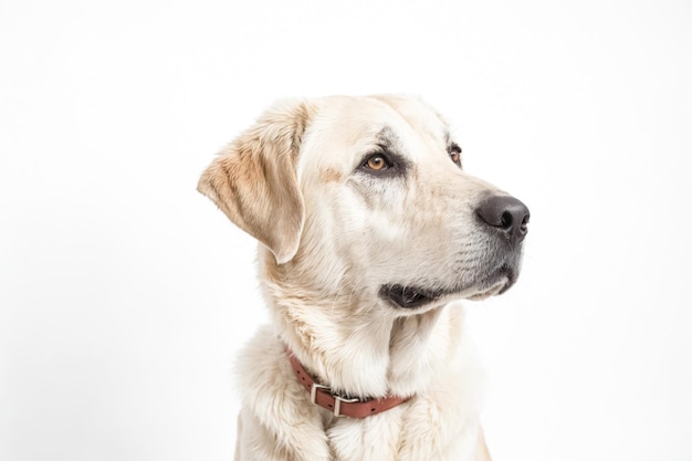 Portrait of a White Dog with Brown Eyes