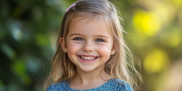 Photo portrait of an white little girl with a smile