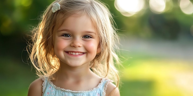 Photo portrait of an white little girl with a smile