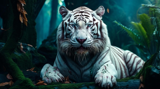 Portrait of a white tiger Generative AI