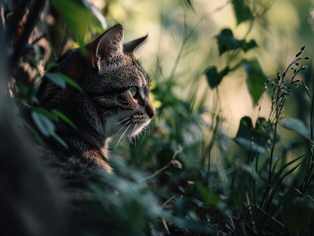 Photo portrait of a wild cat in the forest wildlife scene