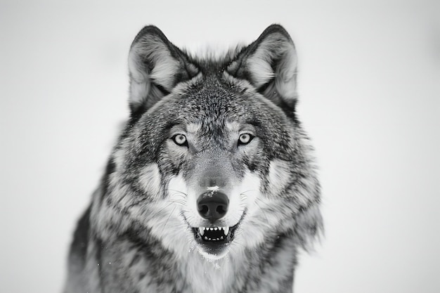 Portrait of a wolf on a white background Gray wolf