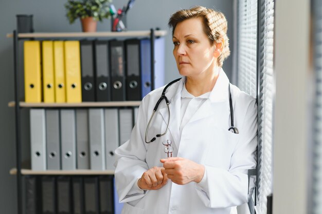 Portrait of woman doctor in hospital