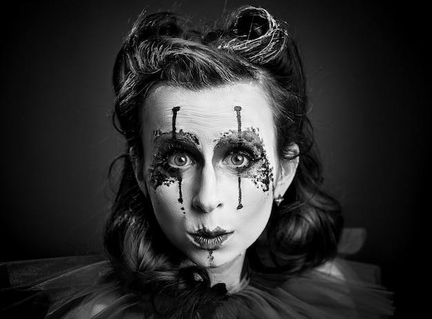 portrait woman dressed as clown