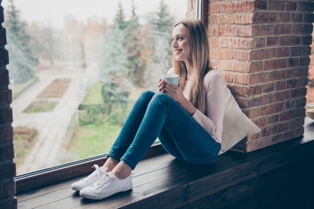 portrait woman drinking tea