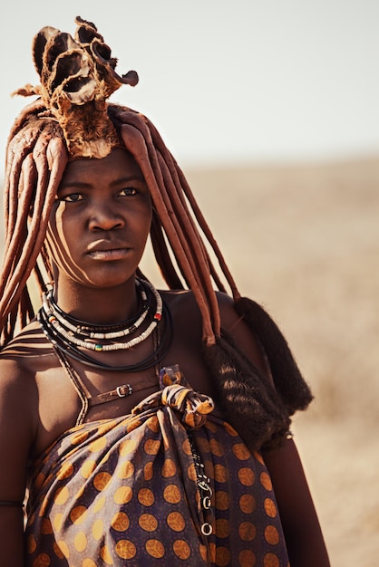 Portrait of a woman from the Himba tribe Namibia